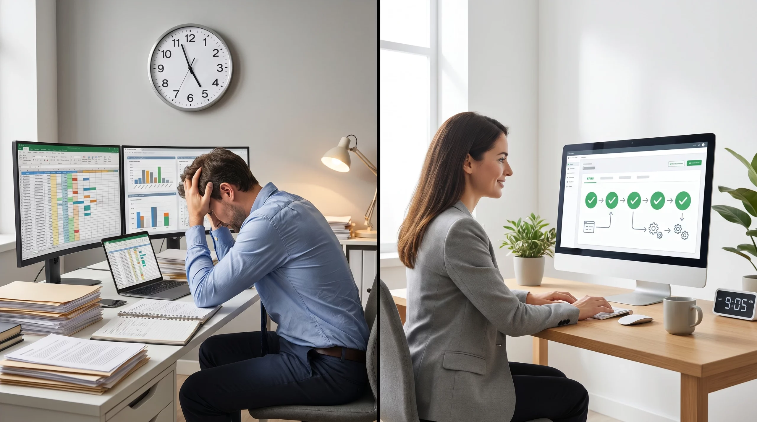 Comparison of manual repetitive business tasks versus automated custom software workflow solution