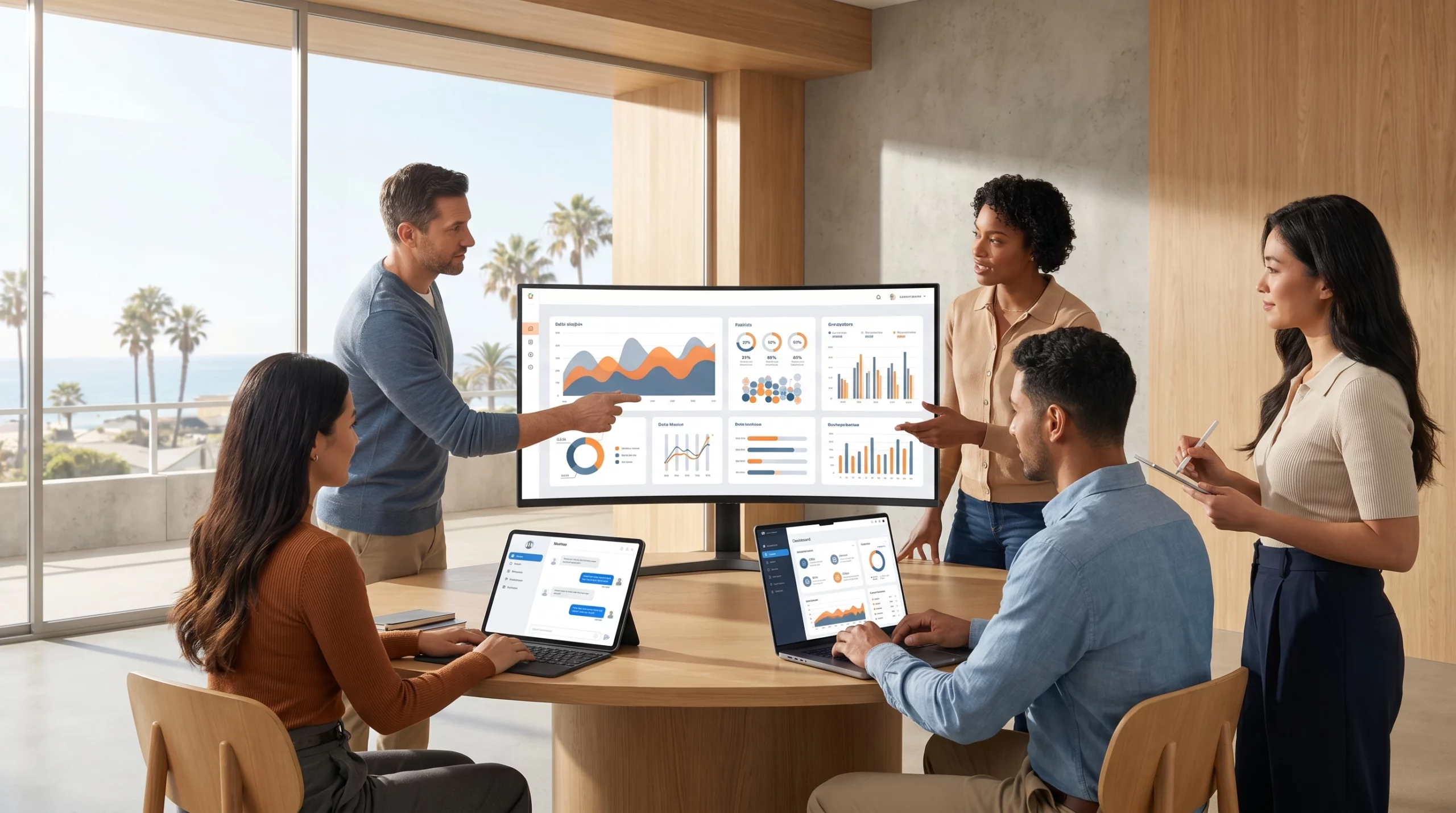 AI customer experience dashboard in Orange County business office