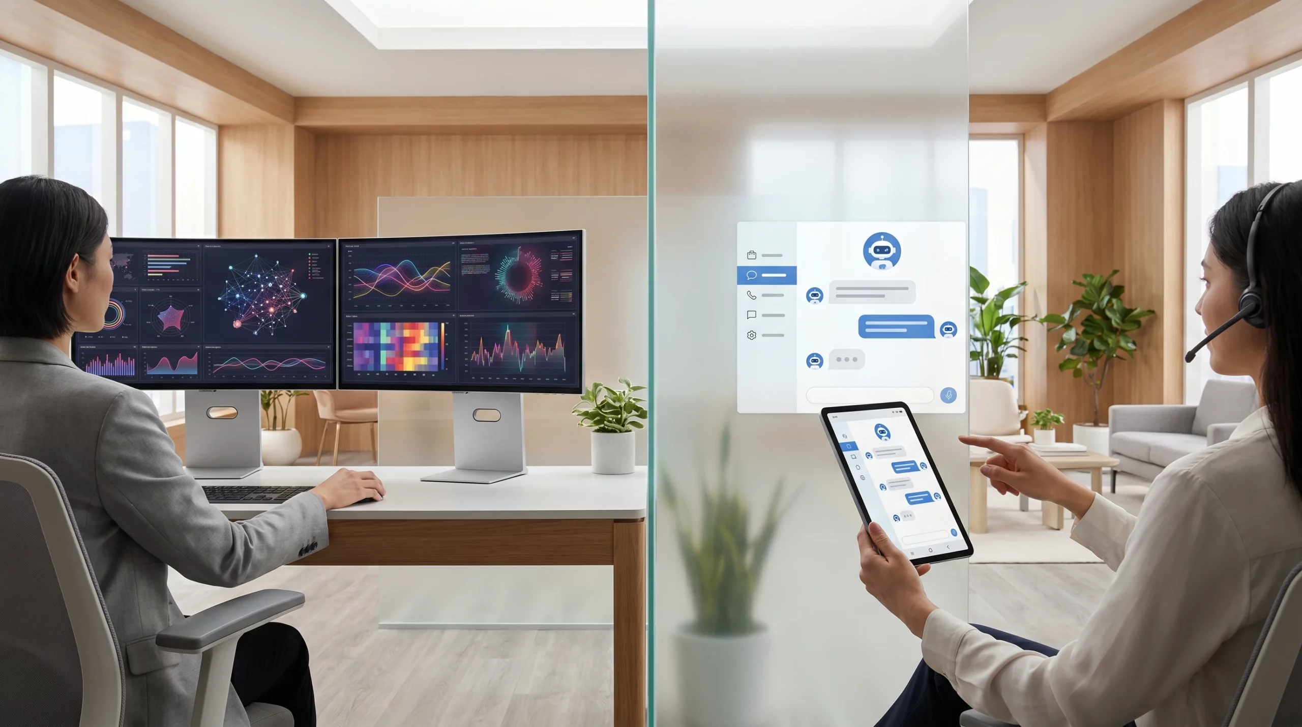 AI data analytics and customer service automation systems working together