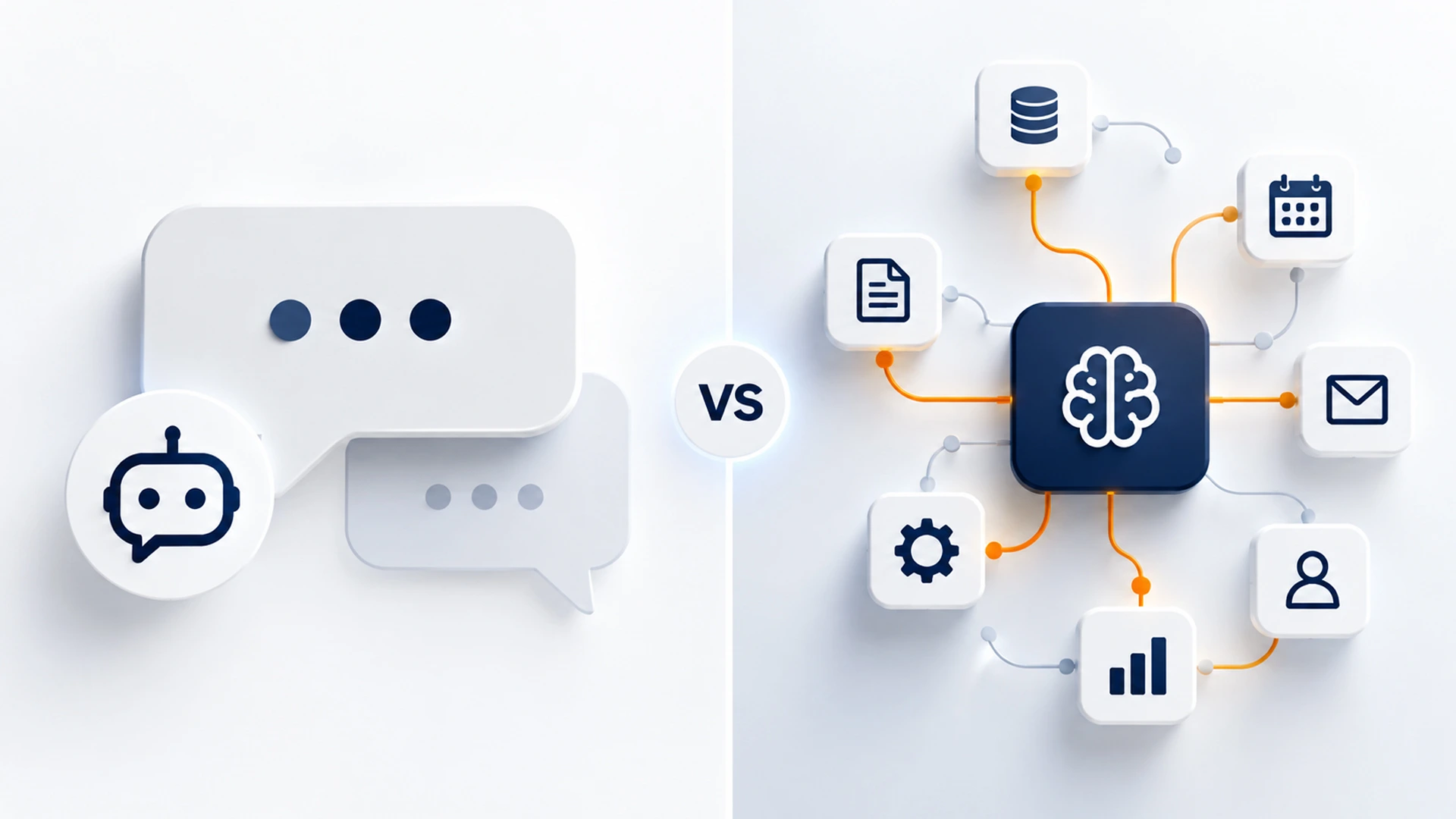 diagram style photo comparing ai agent vs chatbot workflow