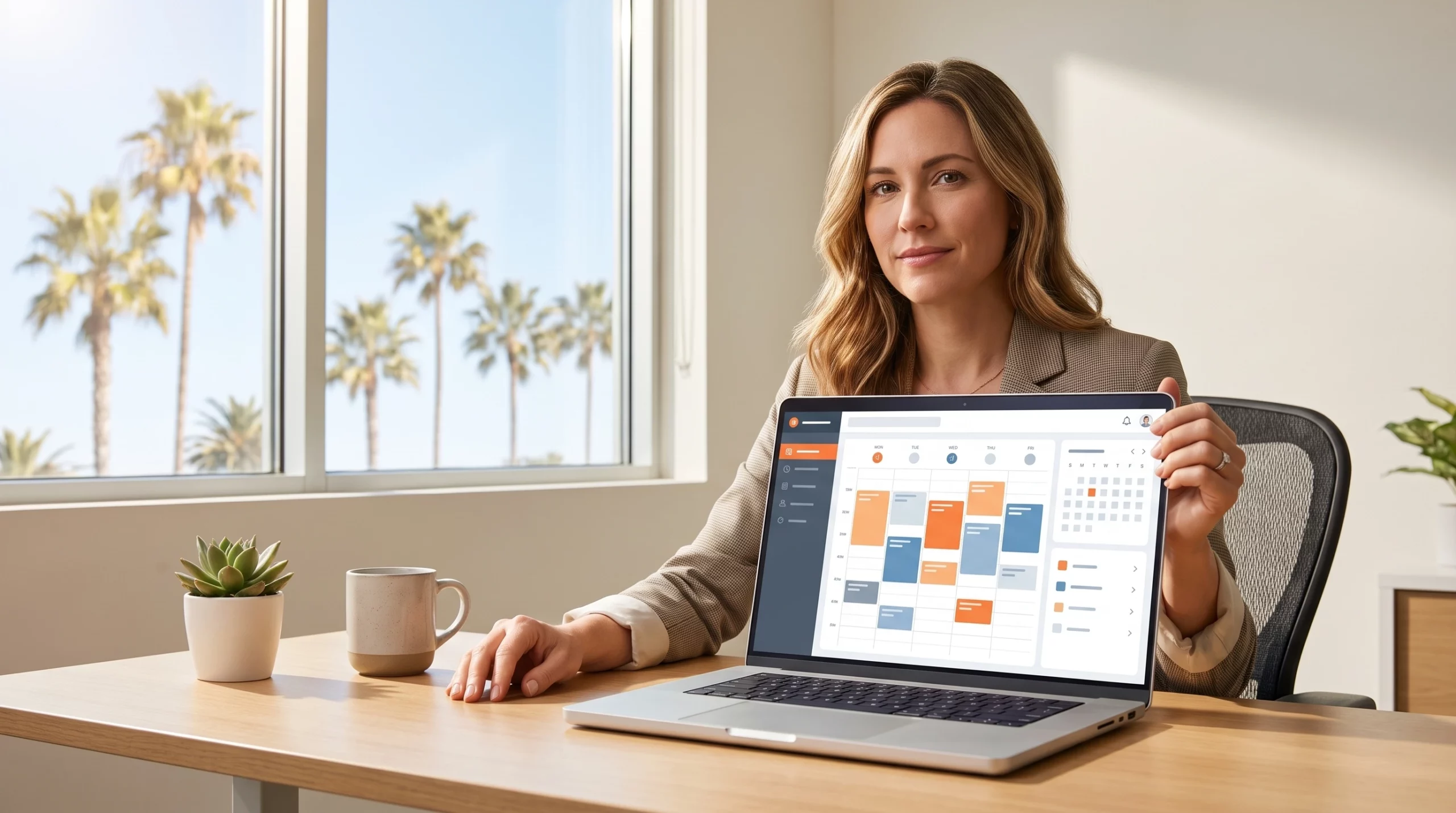 AI automation for small business Orange County owner reviewing dashboard