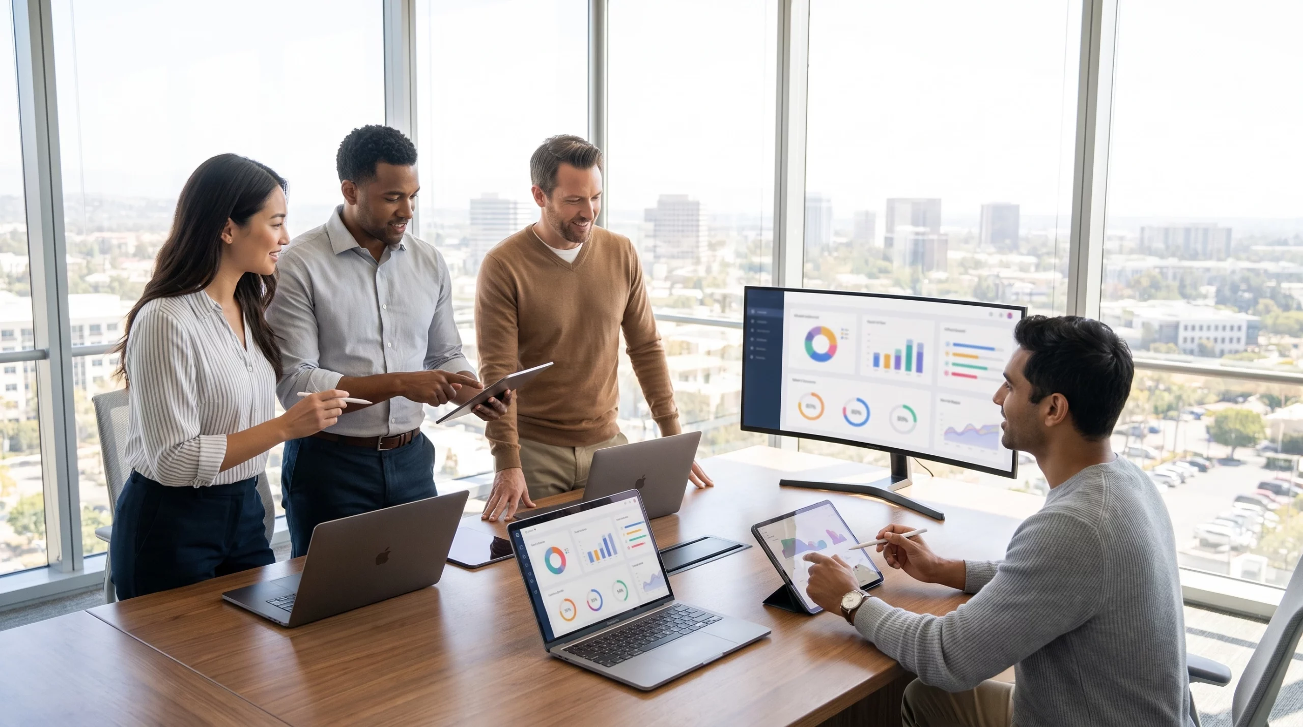 Orange County small business team using AI automation tools in Irvine office