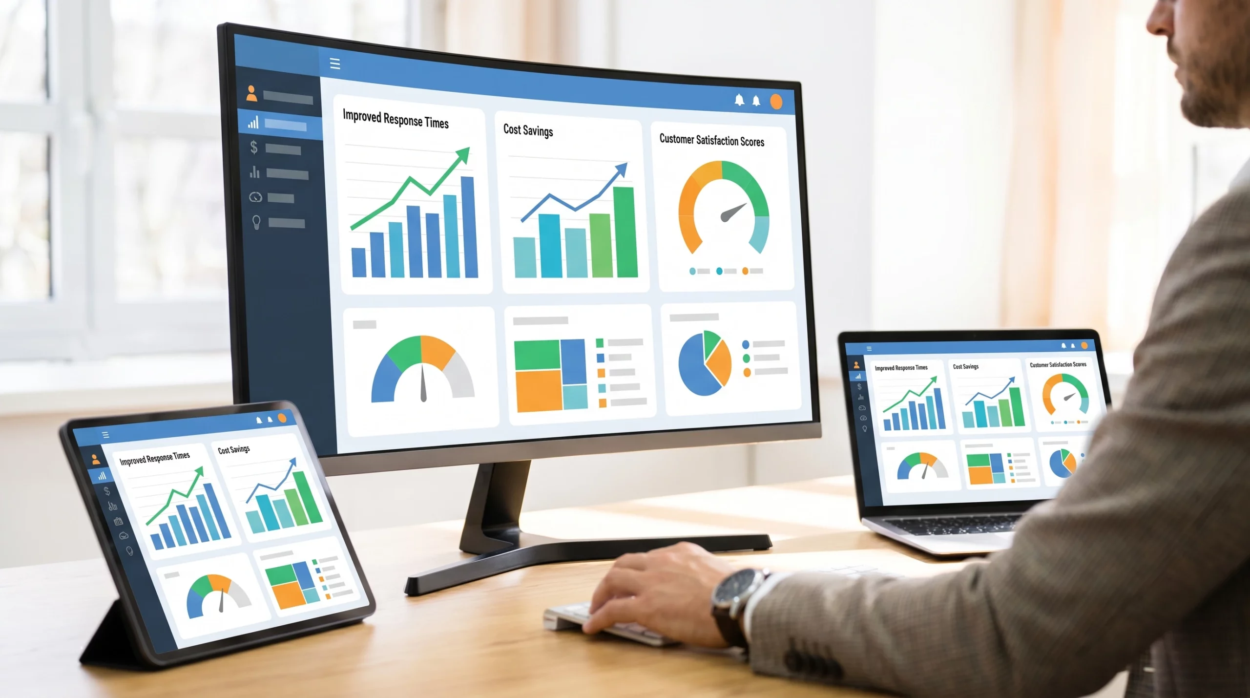 AI automation ROI dashboard showing business performance metrics