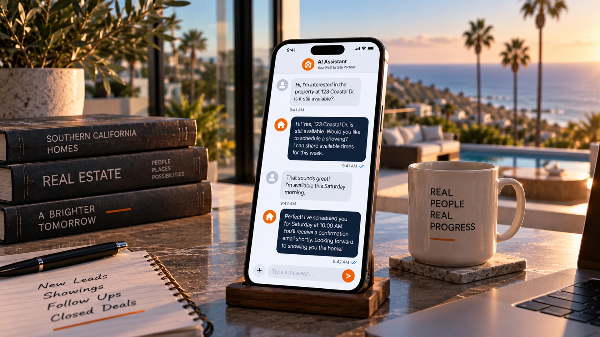 AI lead follow-up real estate text conversation on smartphone