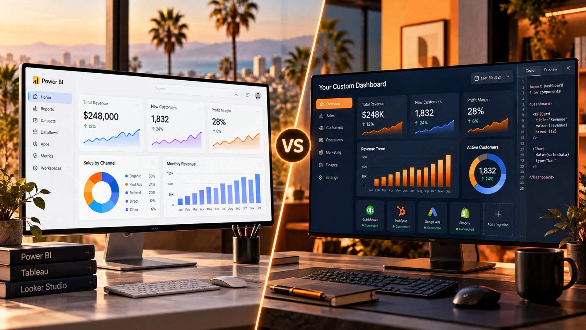 custom dashboards compared to off-the-shelf business intelligence tools