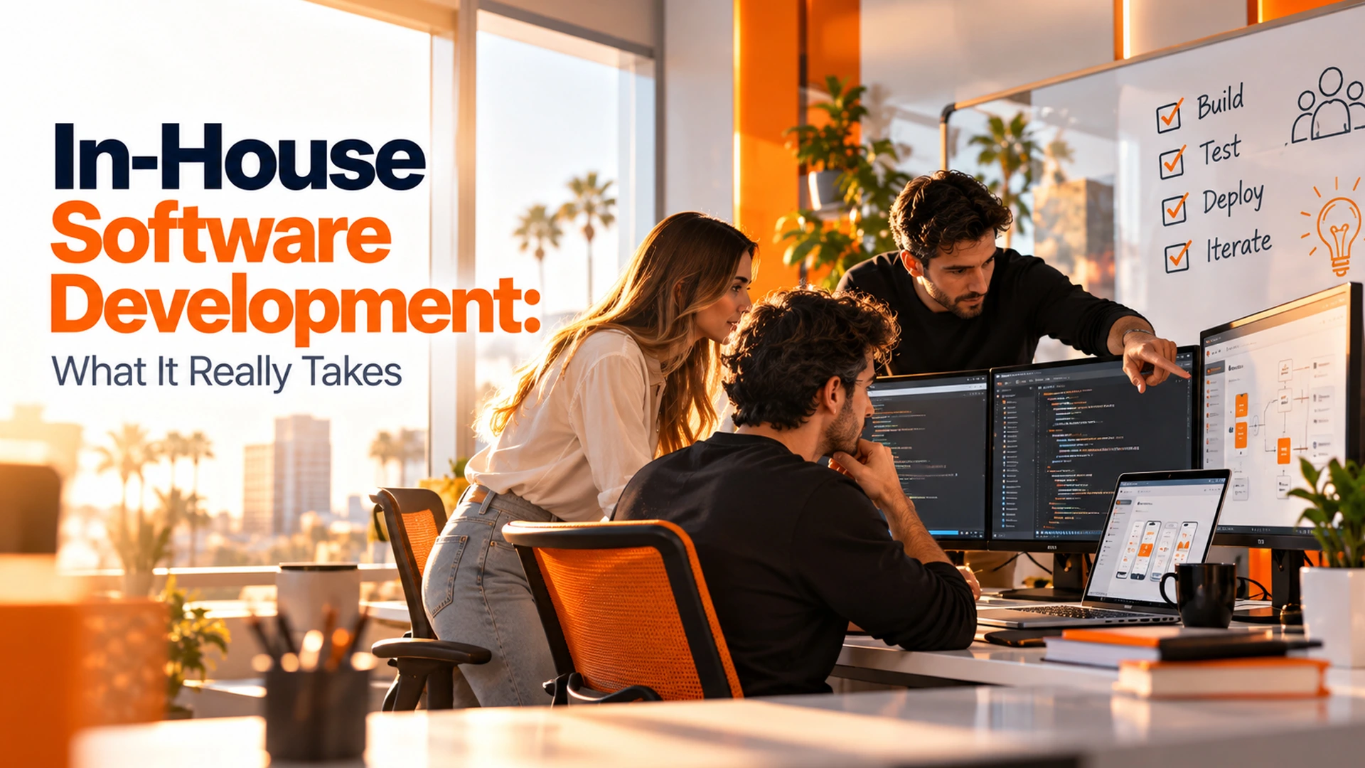 in-house software development team working in an Irvine office