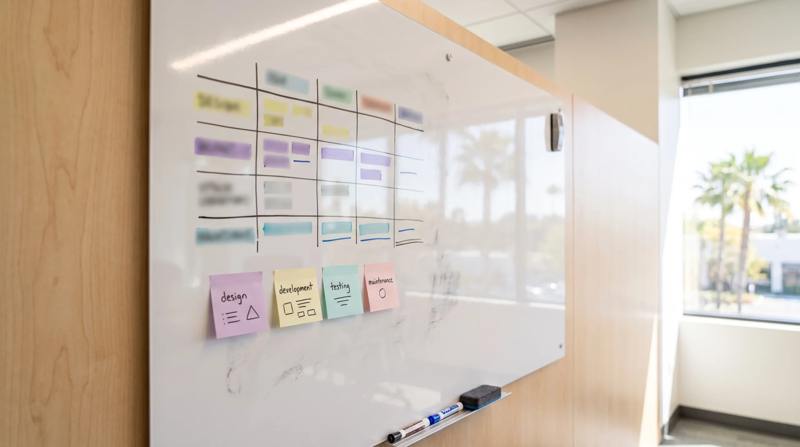 whiteboard showing software development cost breakdown factors