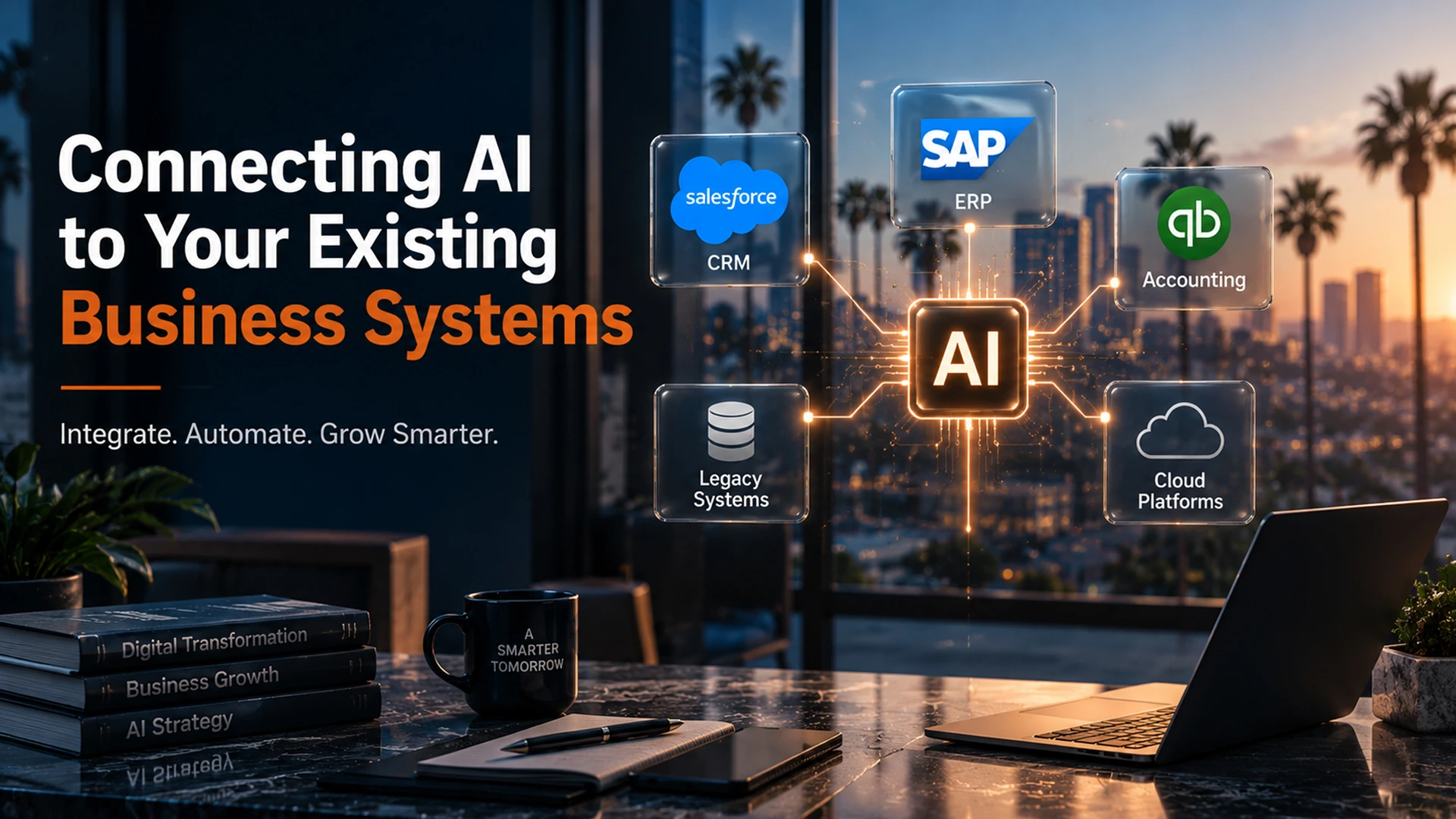 AI integration Orange County consultant reviewing connected CRM dashboard