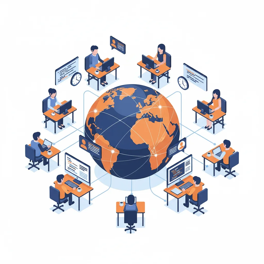 Global software development team collaboration across time zones