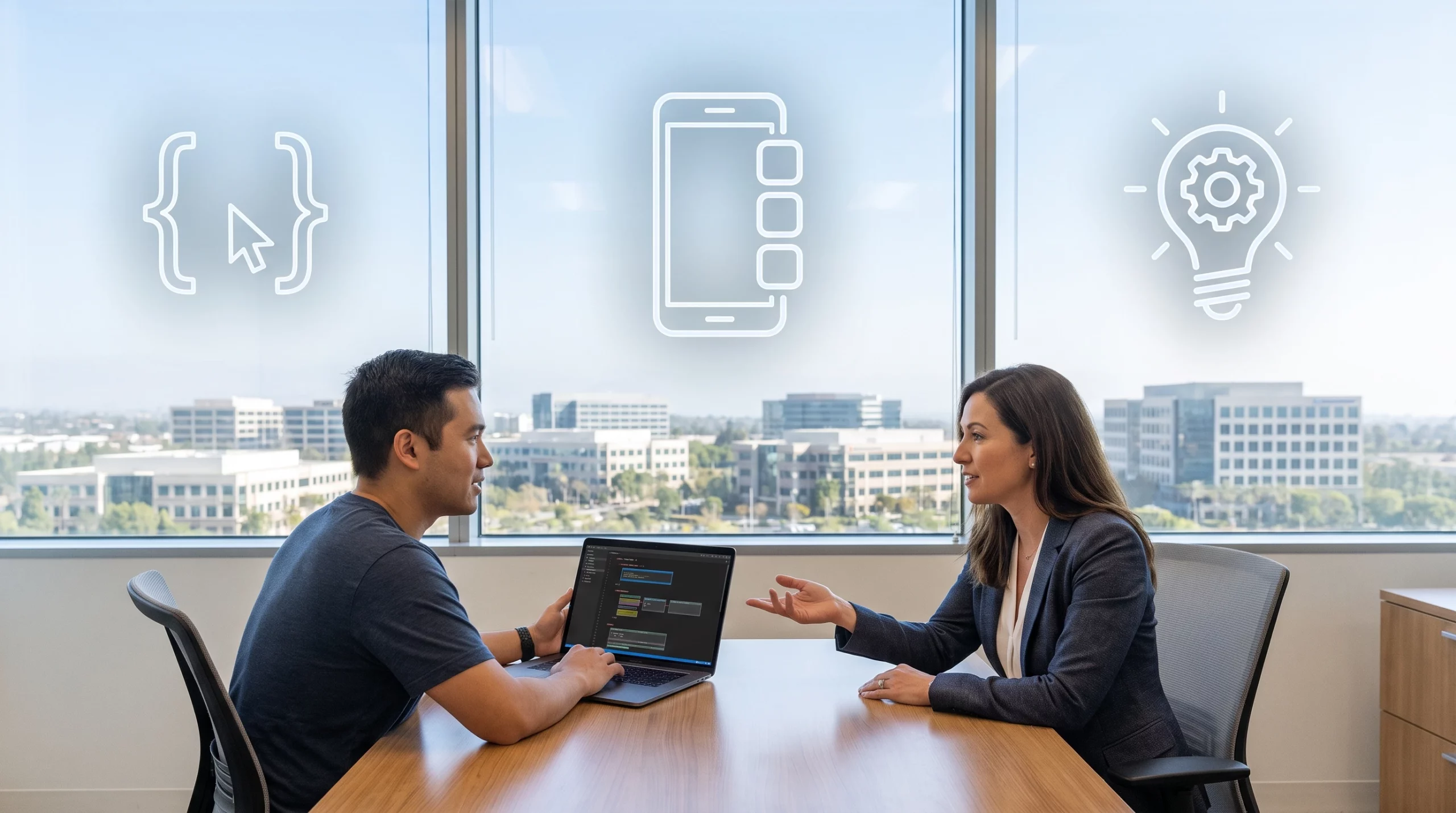 Irvine Orange County tech hub with app developers working on mobile software solutions