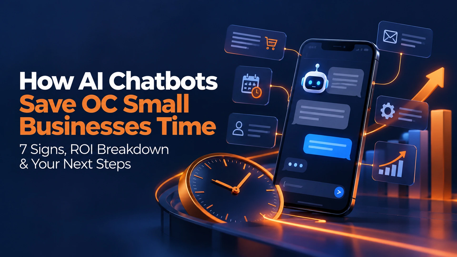 AI chatbots for small business owner reviewing dashboard in Orange County office