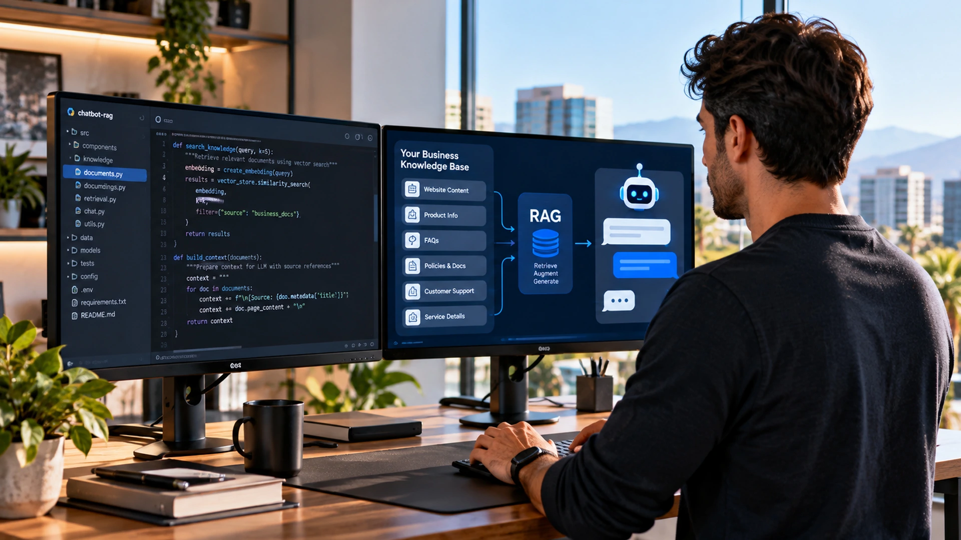 Developer building RAG chatbots knowledge base for small business AI