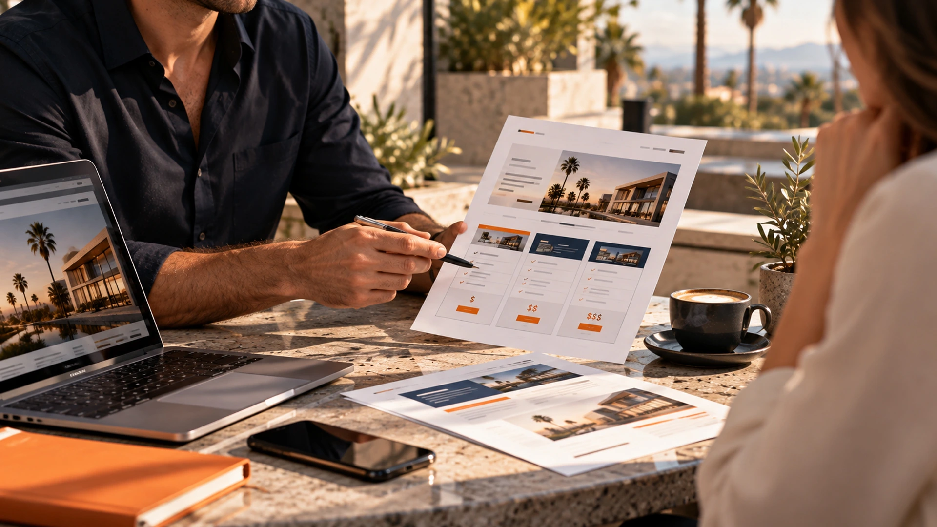 freelance web designer discussing website quote