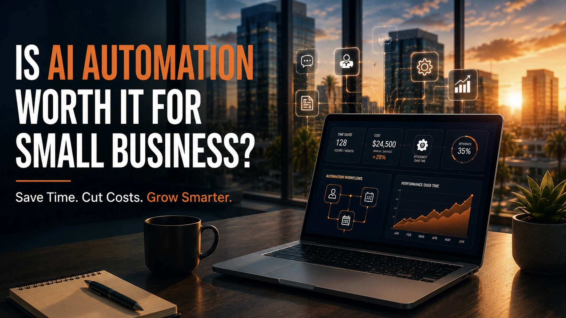small business owner reviewing is ai automation worth it for small business dashboard