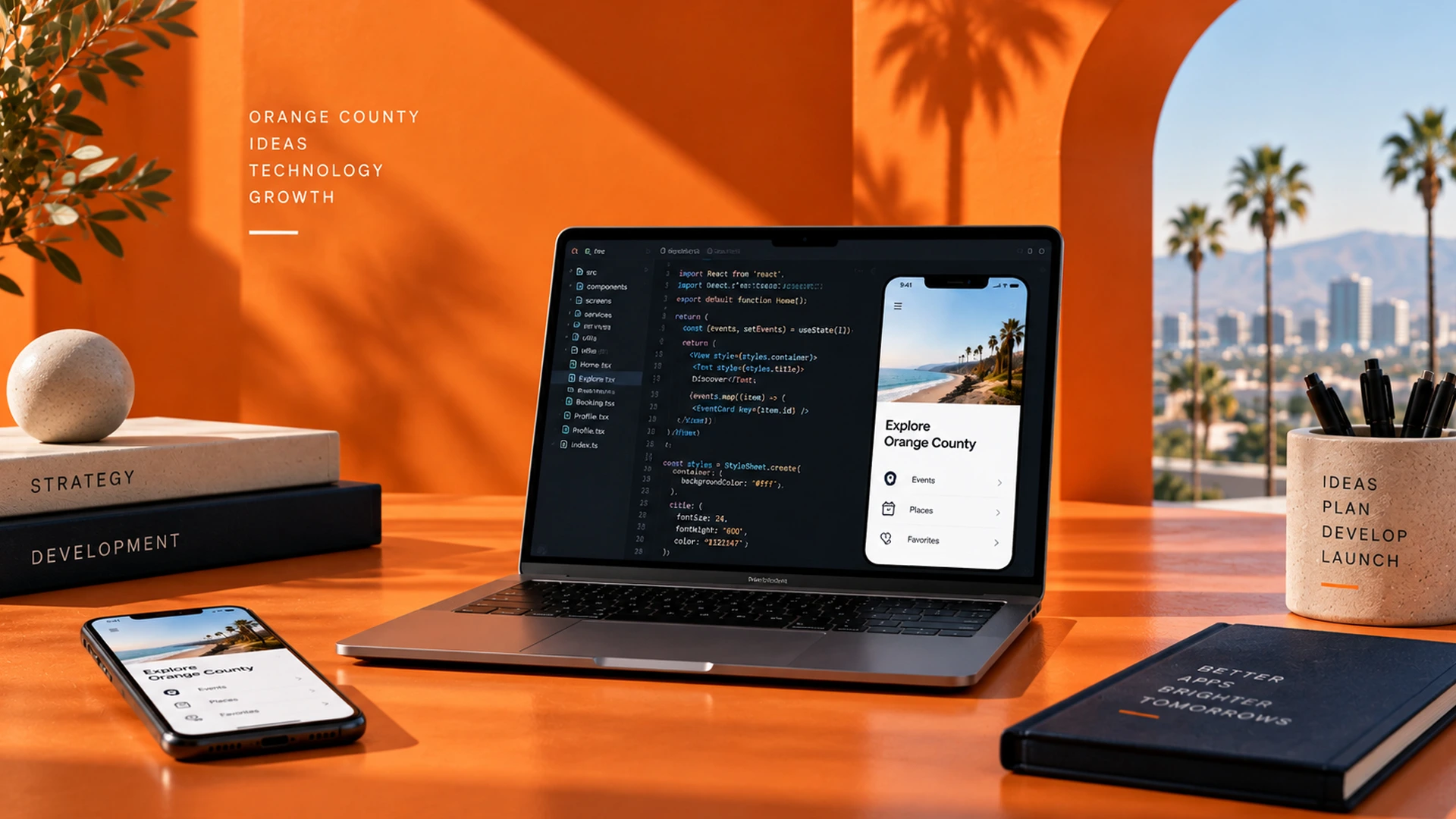 mobile app developer orange county working on custom app