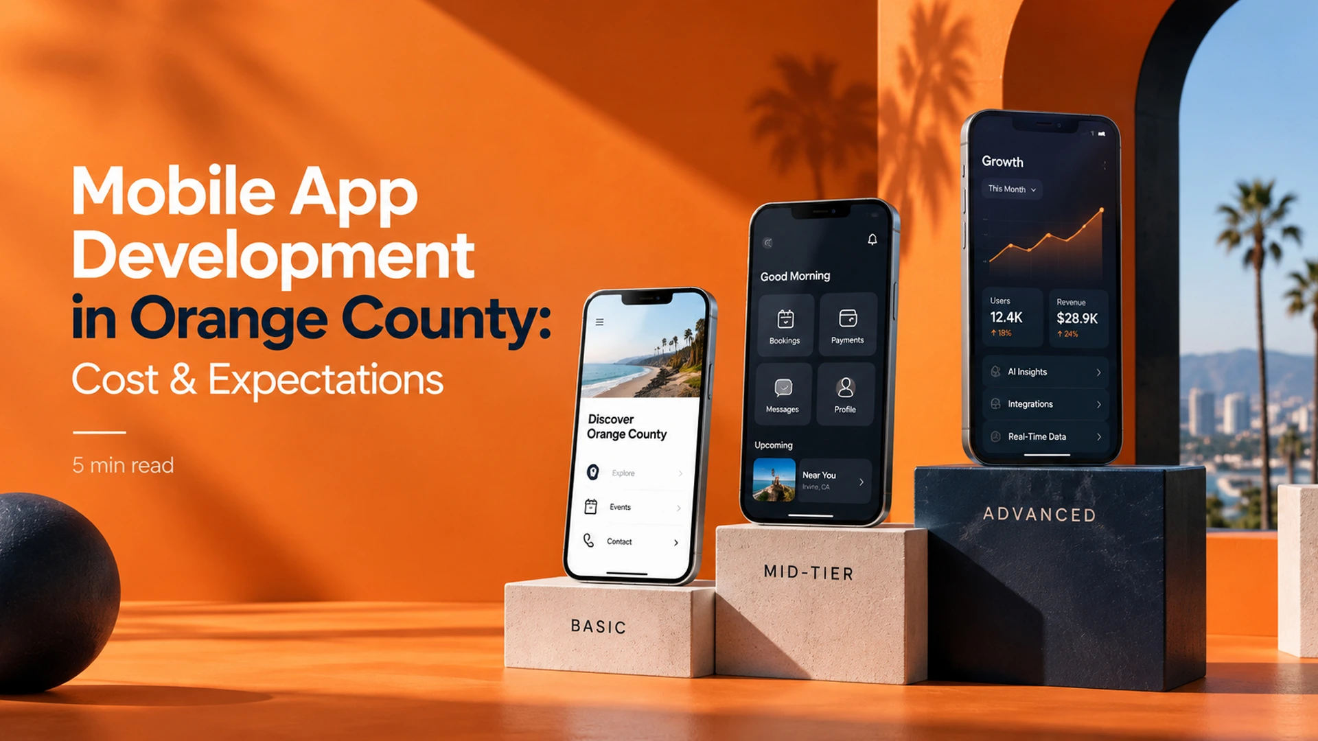 mobile app development orange county team reviewing app prototype