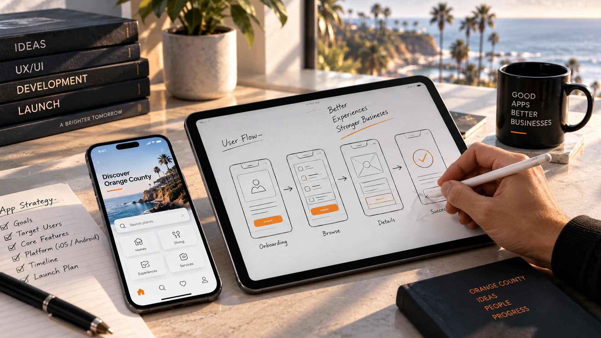 app developers orange county sketching UI wireframes