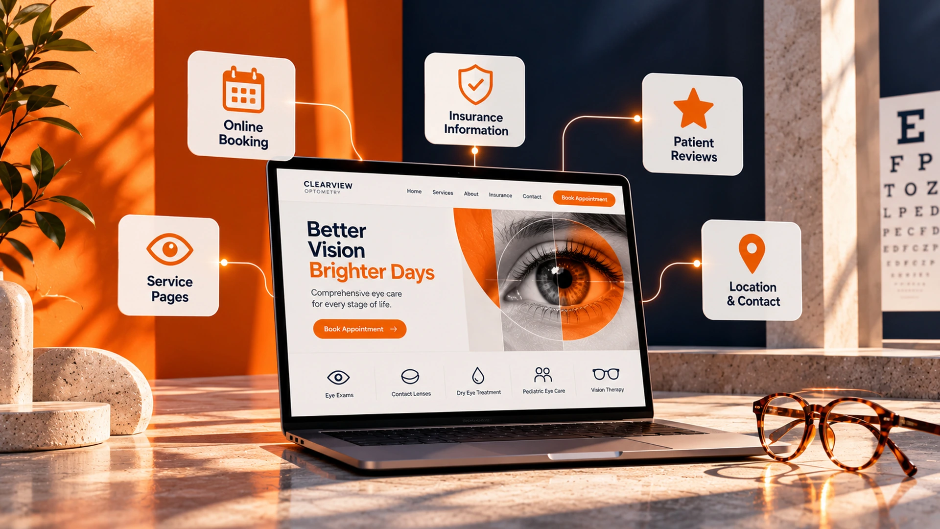 custom website features for optometry office website design including online booking