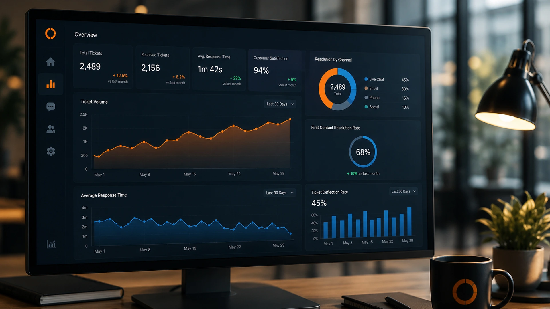 customer service costs dashboard showing response time metrics
