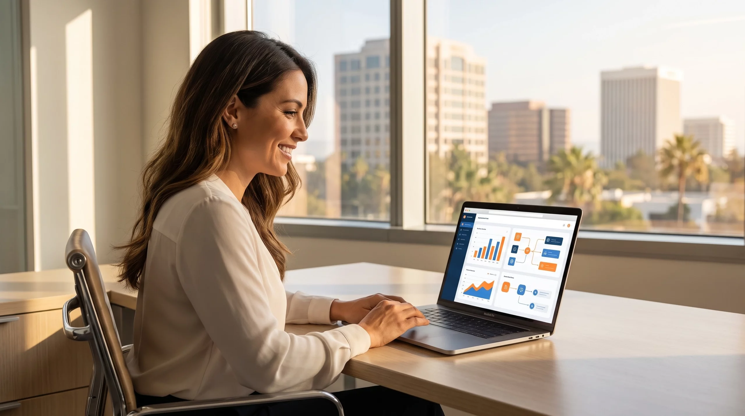 AI integration Orange County business owner reviewing automation dashboard