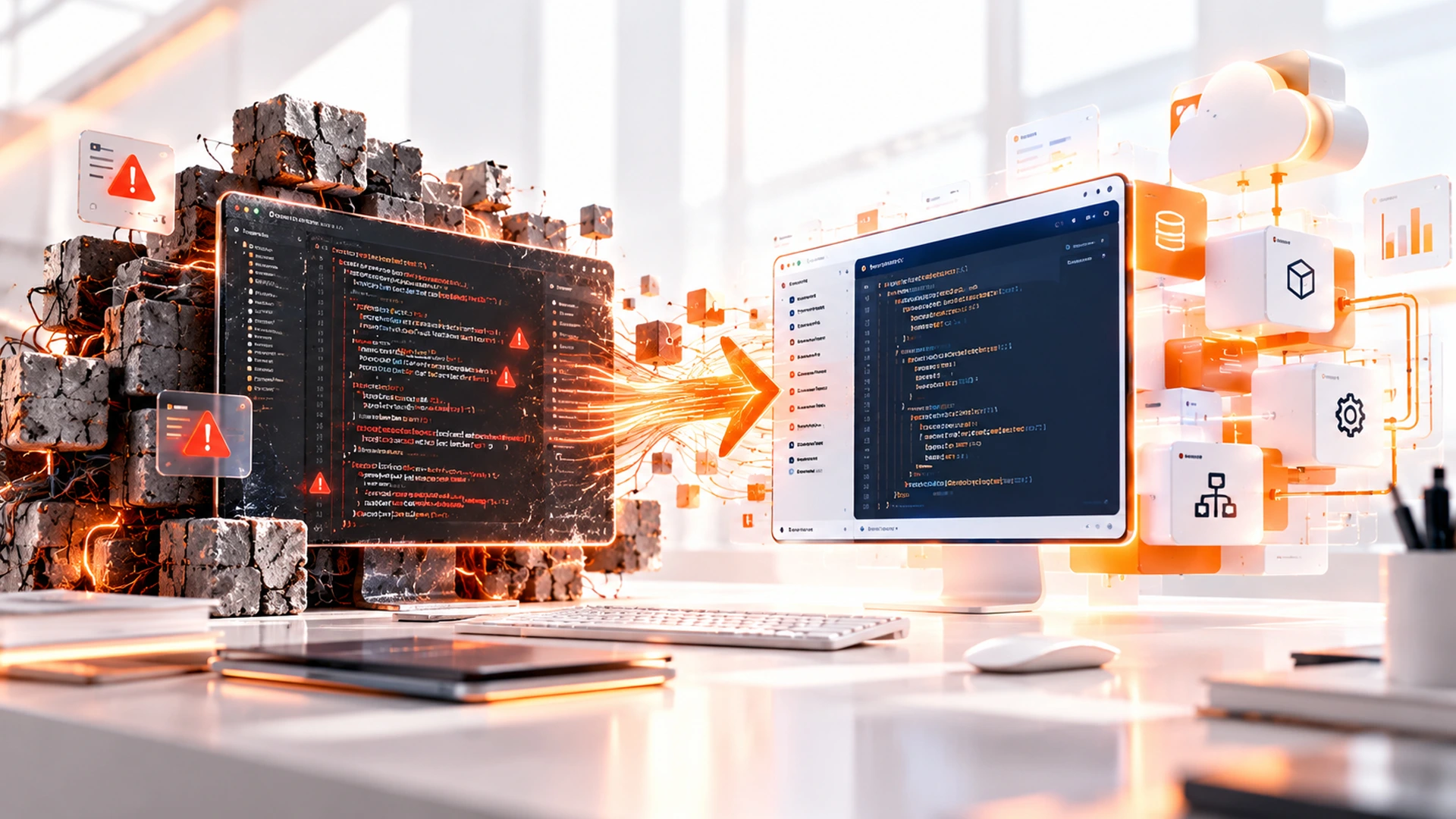 Comparing rebuild vs refactor software decision on screens