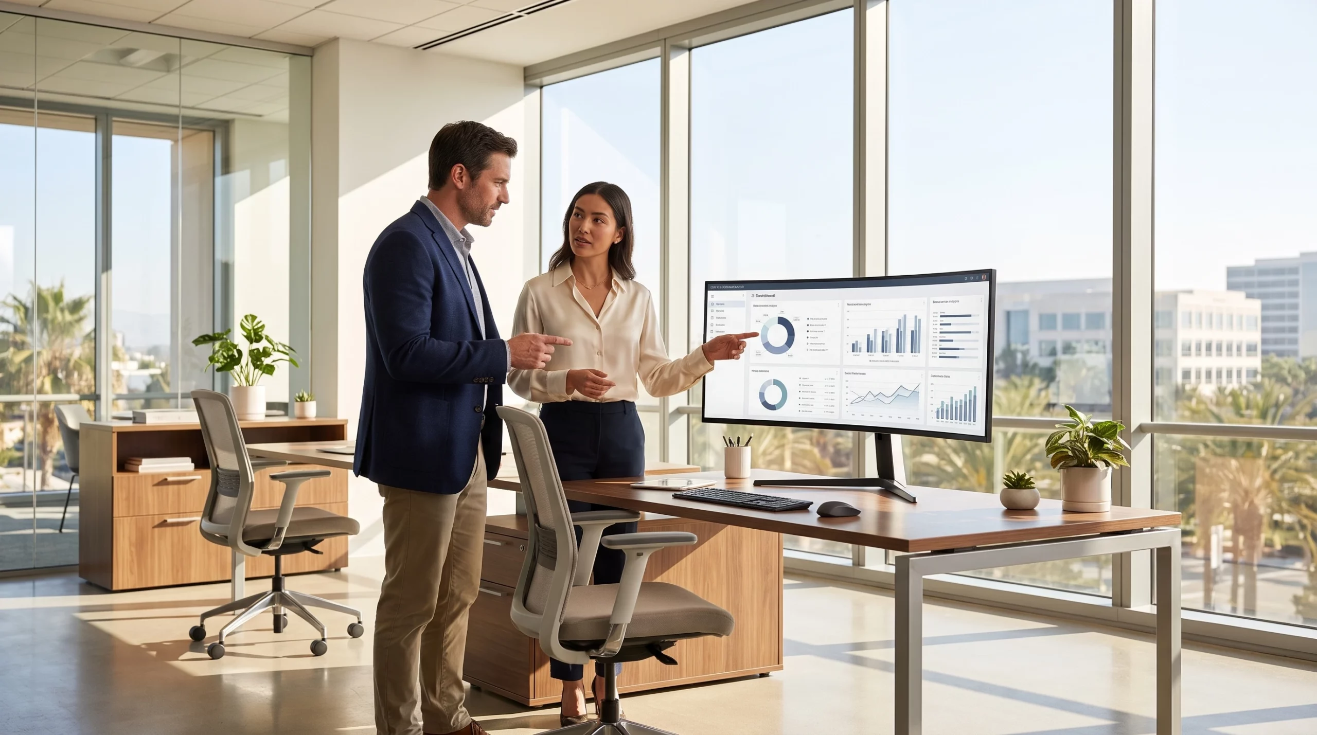 Irvine business team using AI integration to streamline operations on a dashboard