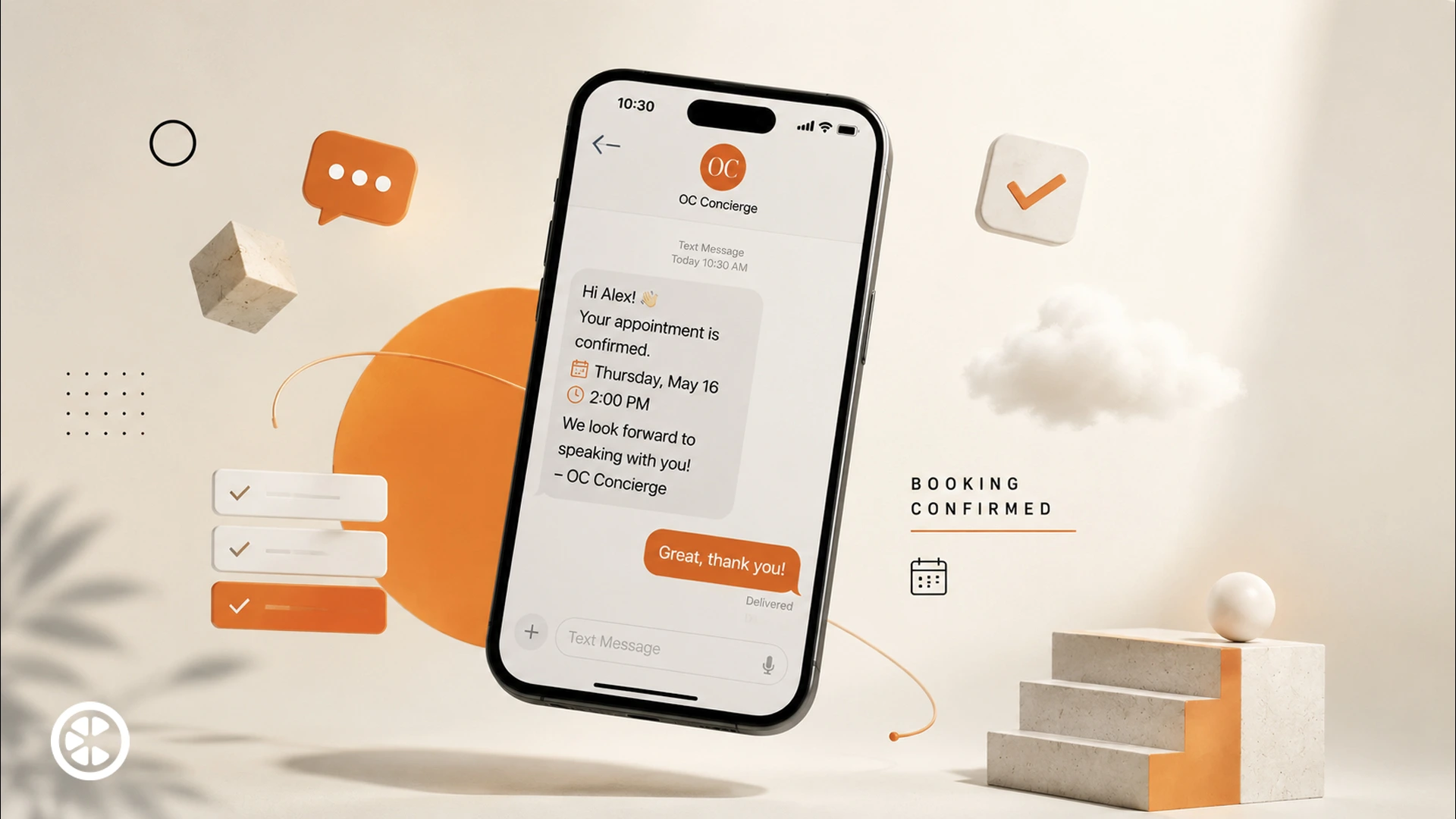 AI appointment setter confirming a booking through automated SMS