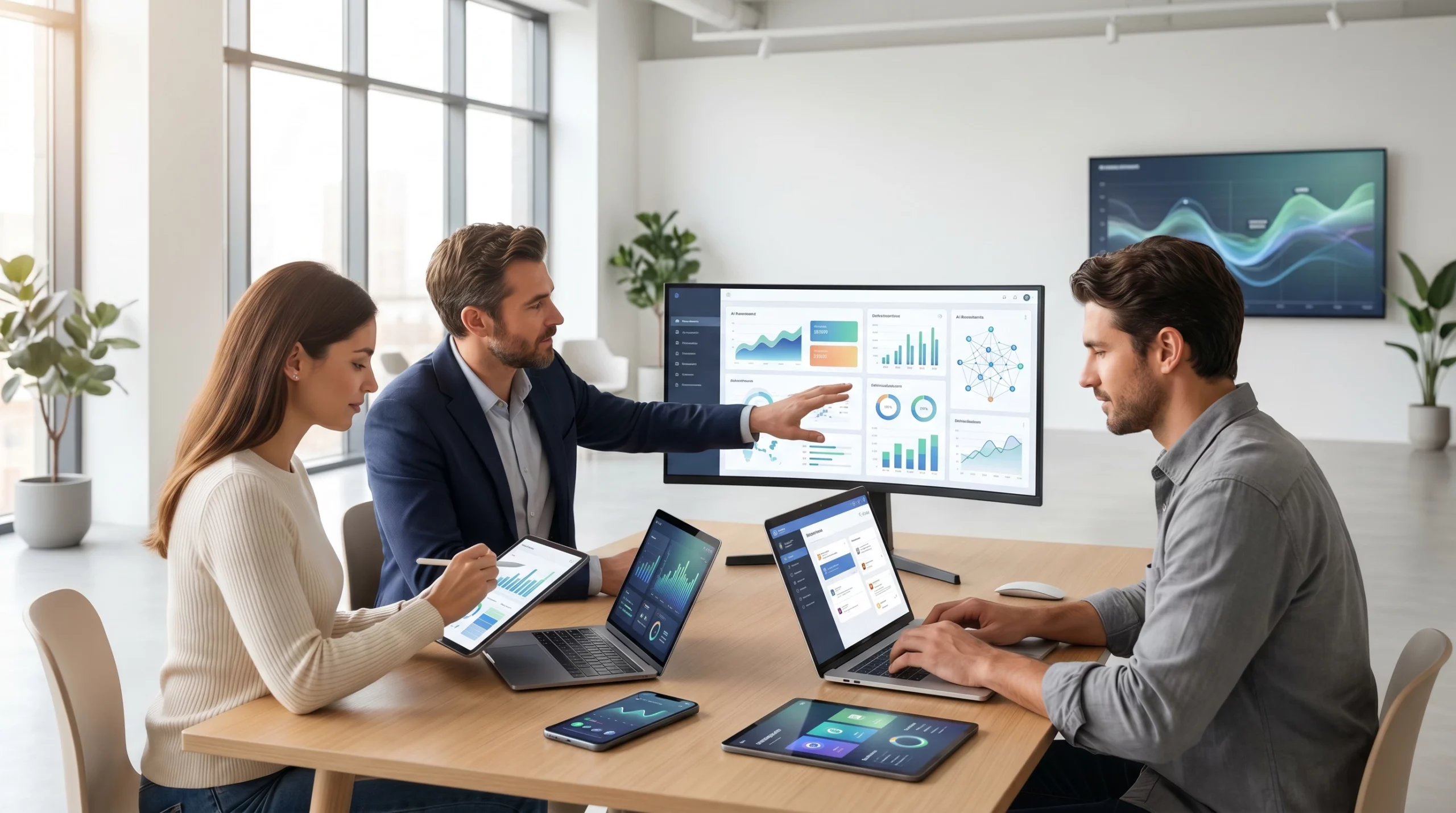 Startup team using white label AI software for business growth