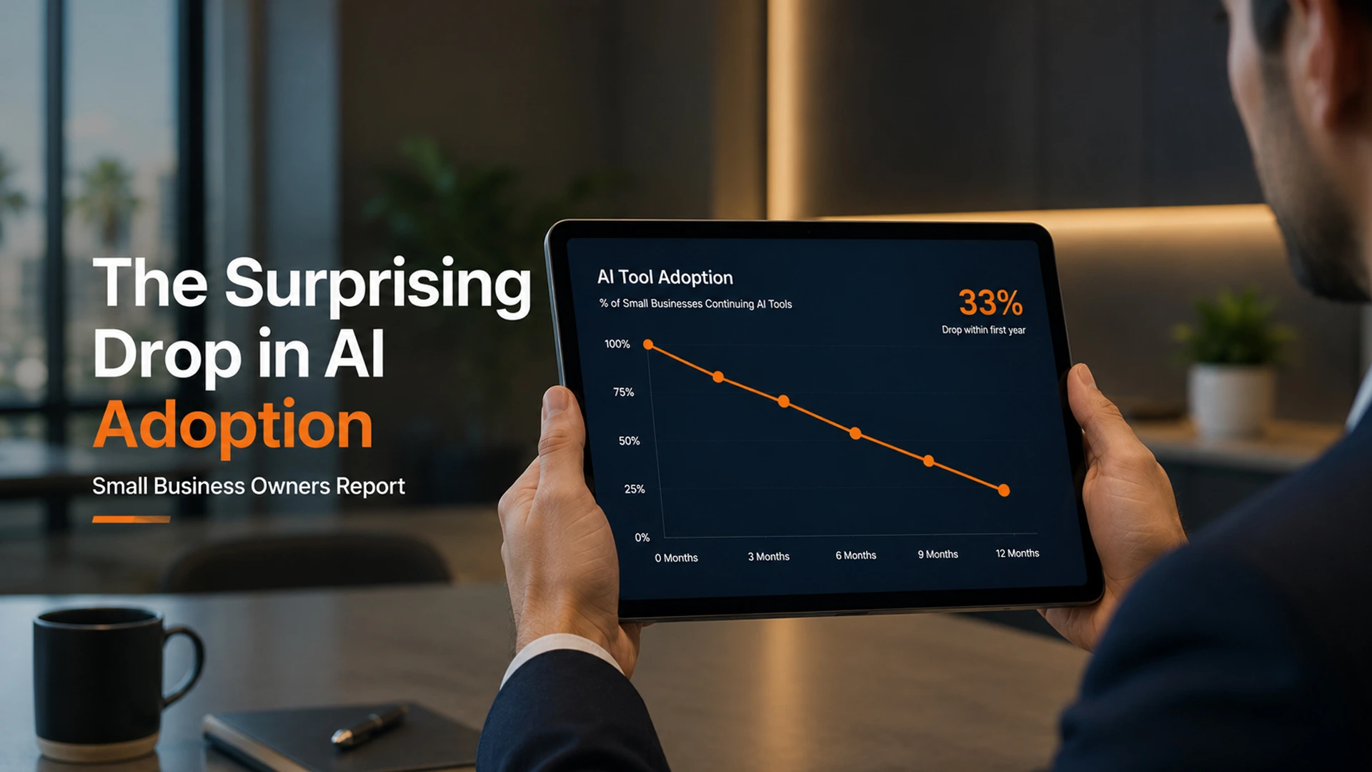 chart showing decline in ai adoption small business statistics